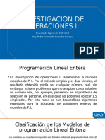 Investigacion de Operaciones Ii: Escuela de Ingeniería Industrial Ing. Pedro Fernando González Cabeza