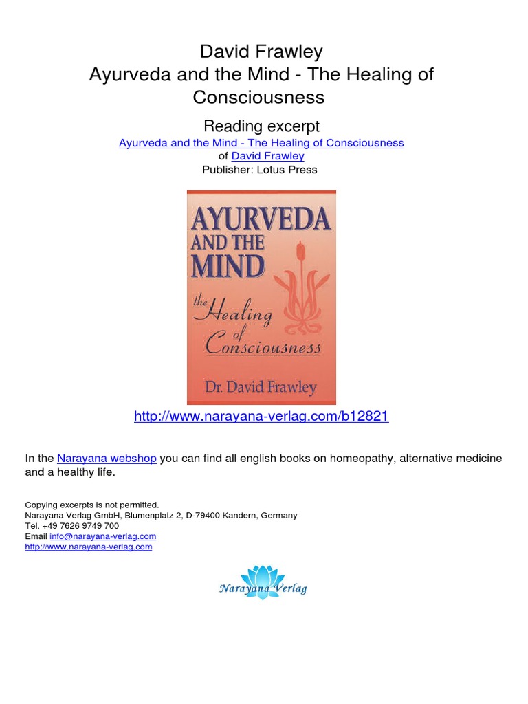 Ayurveda and The Mind The Healing of Consciousness David Frawley.12821 2preface PDF