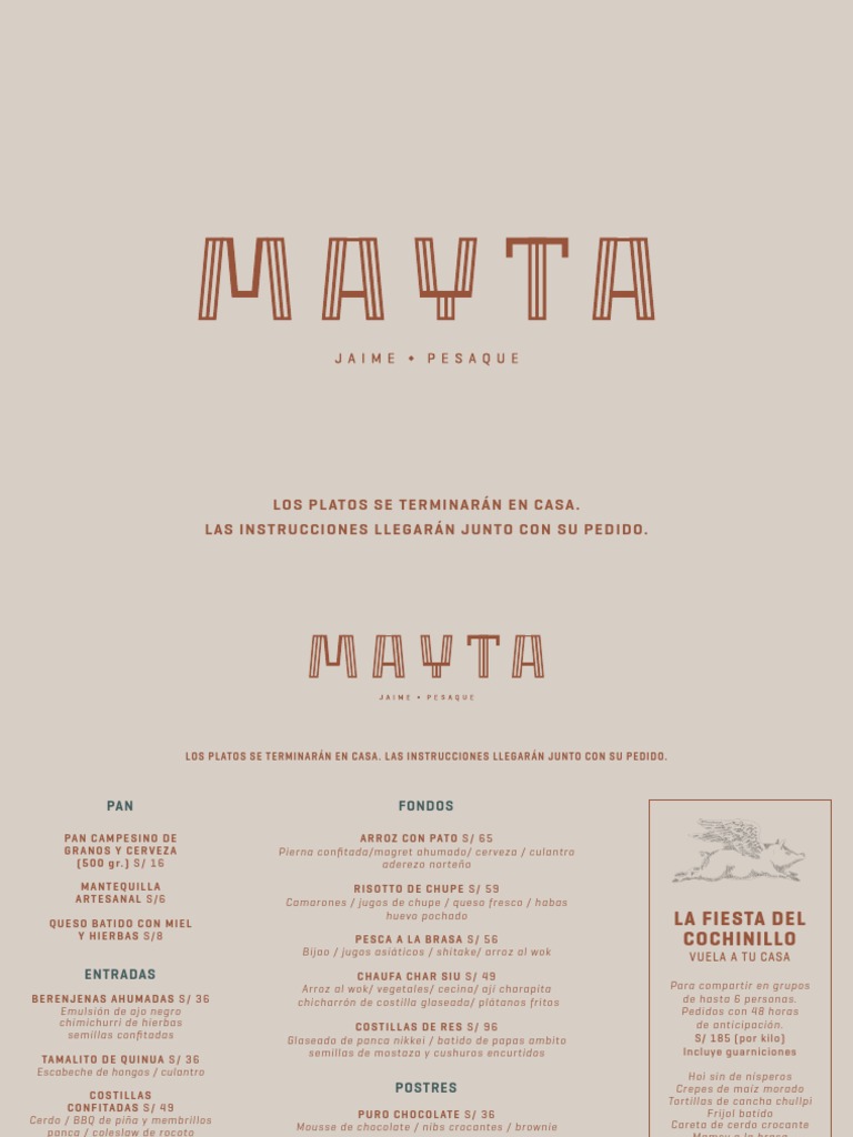 Carta Del Restaurante Mayta PDF Cocina de las Americas Cocina