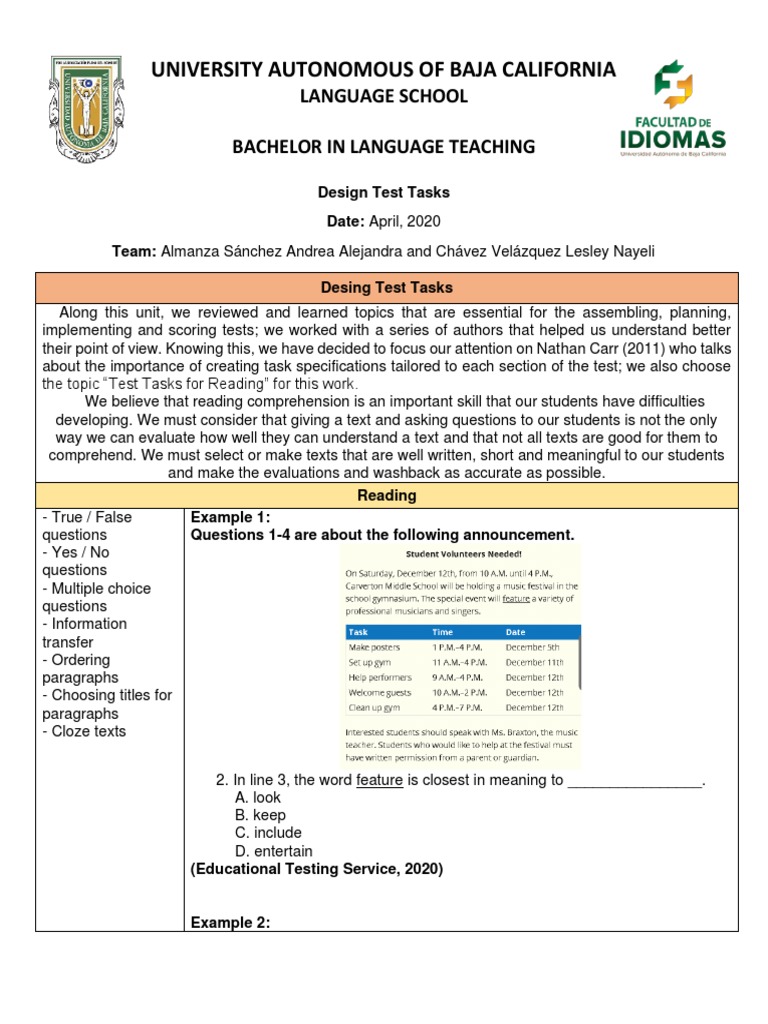 Test Task Design for Language Teaching | PDF | Cognition | Semiotics