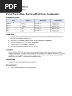 Packet Tracer - Basic Switch and End Device Configuration: Addressing Table