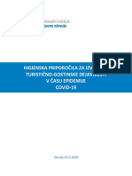 Higienska Priporocila Za Izvajanje Turisticnih in Gostinskih Storitev V Casu Epidemije Covid