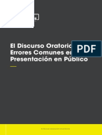 El Discurso Oratorio. Errores Comunes en Una Presentación en Público PDF