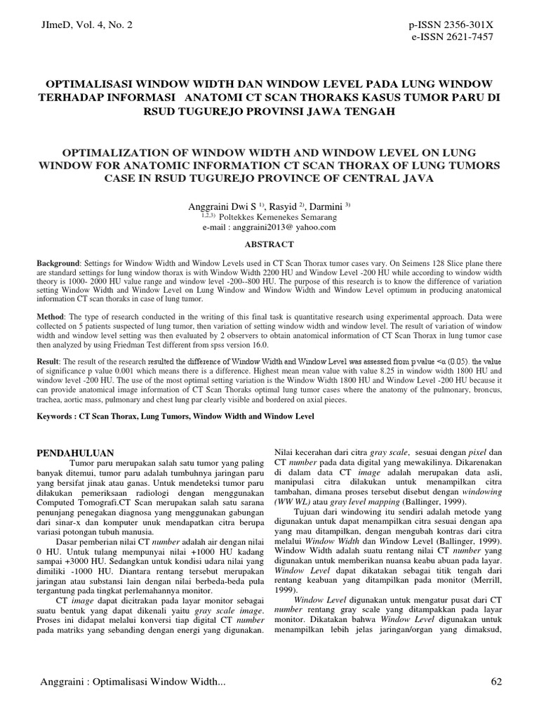 Optimalisasi Window Width dan Level CT | PDF | Radiologi | CT Scan