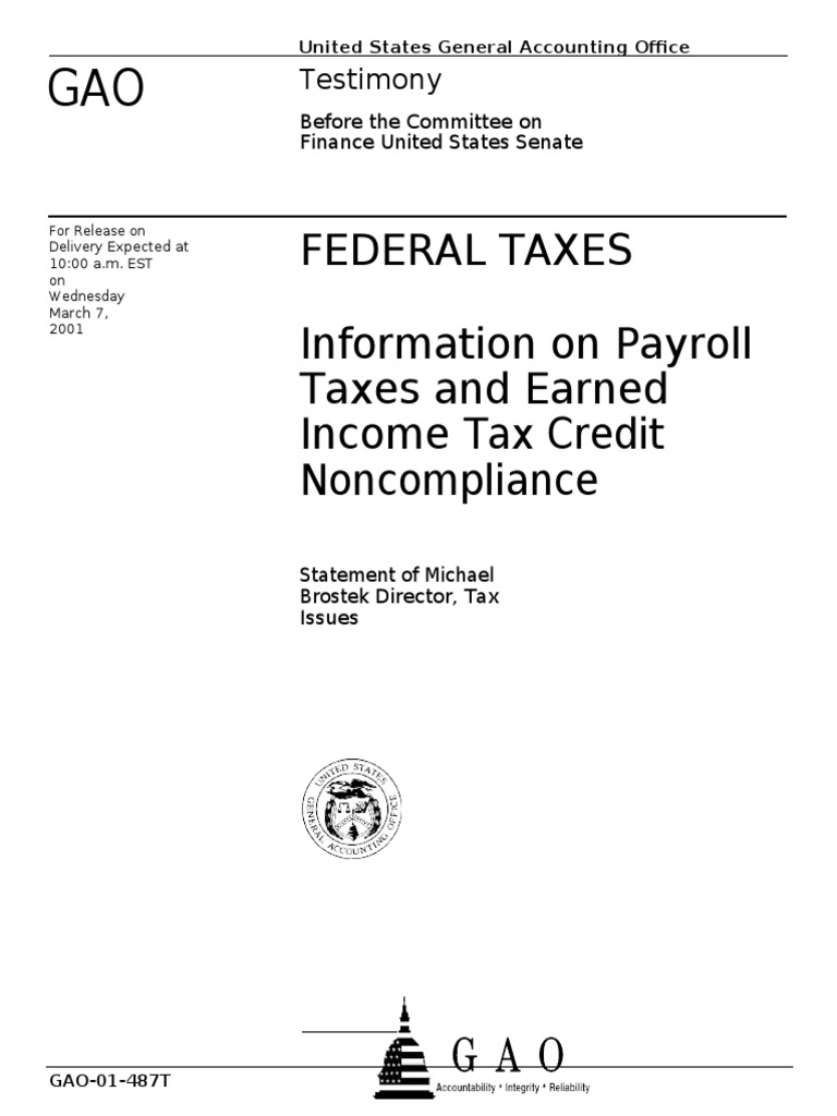 Federal Taxes Information On Payroll Taxes and Earned Tax Credit
