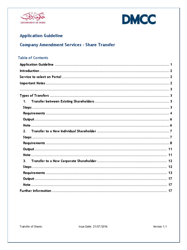DMCC Share Transfer Guidelines | PDF | Notary Public | Travel Visa