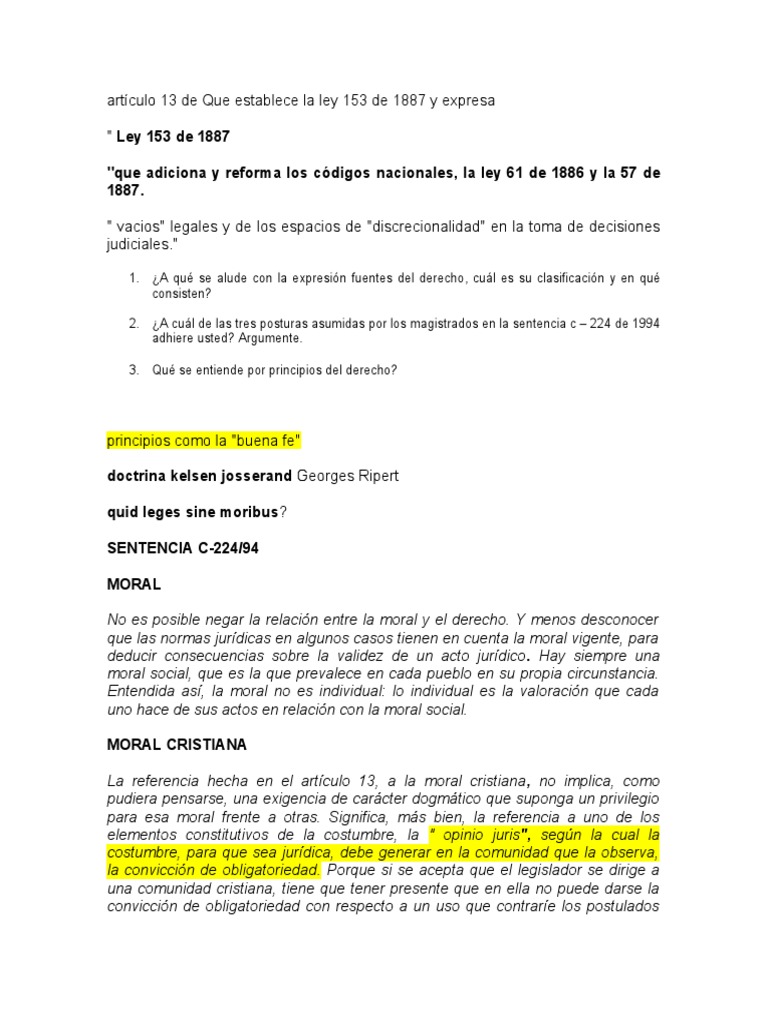 Sentencia C 224 de 1994 | PDF | Moralidad | Constitución