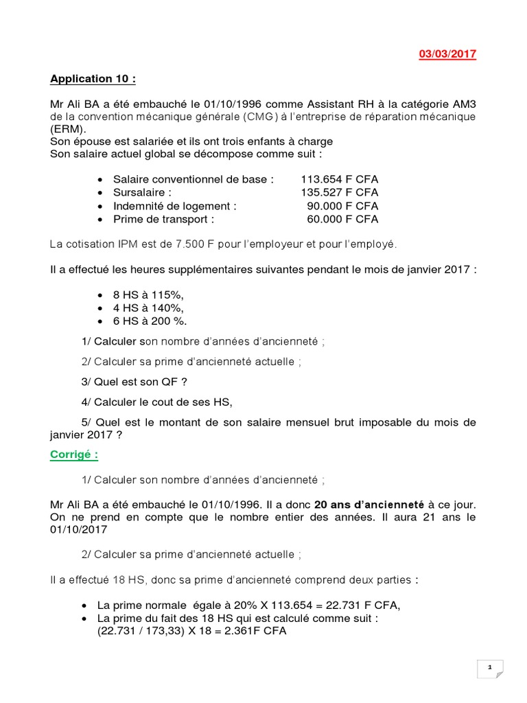 Corrige Application 10 Taf 2 Salaires Travail