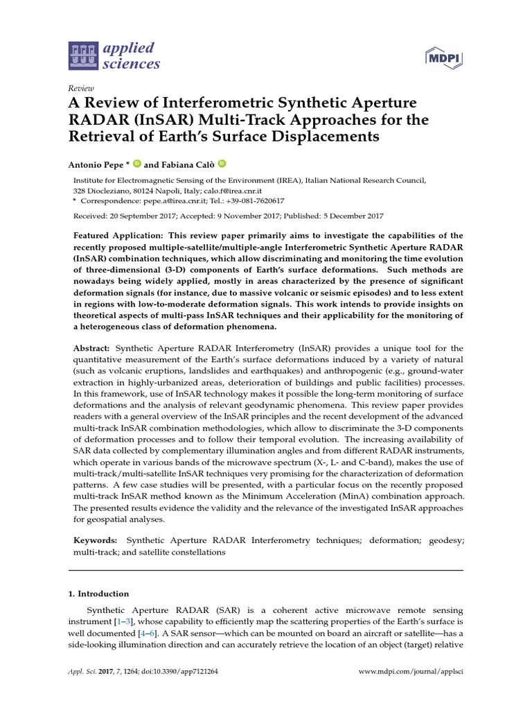 Review of Interferometric Synthetic Aperture Radar (InSAR) | PDF ...
