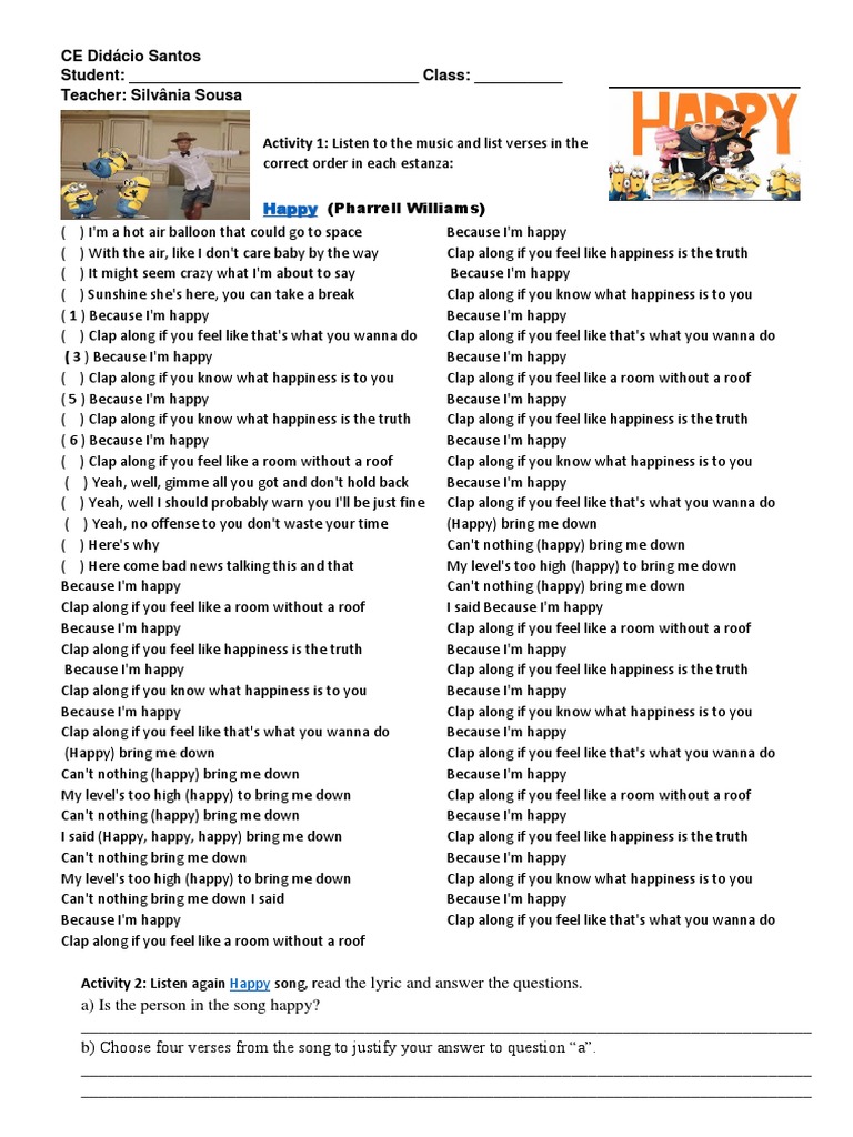 Song - Happy by Pharrell Williams PDF | PDF