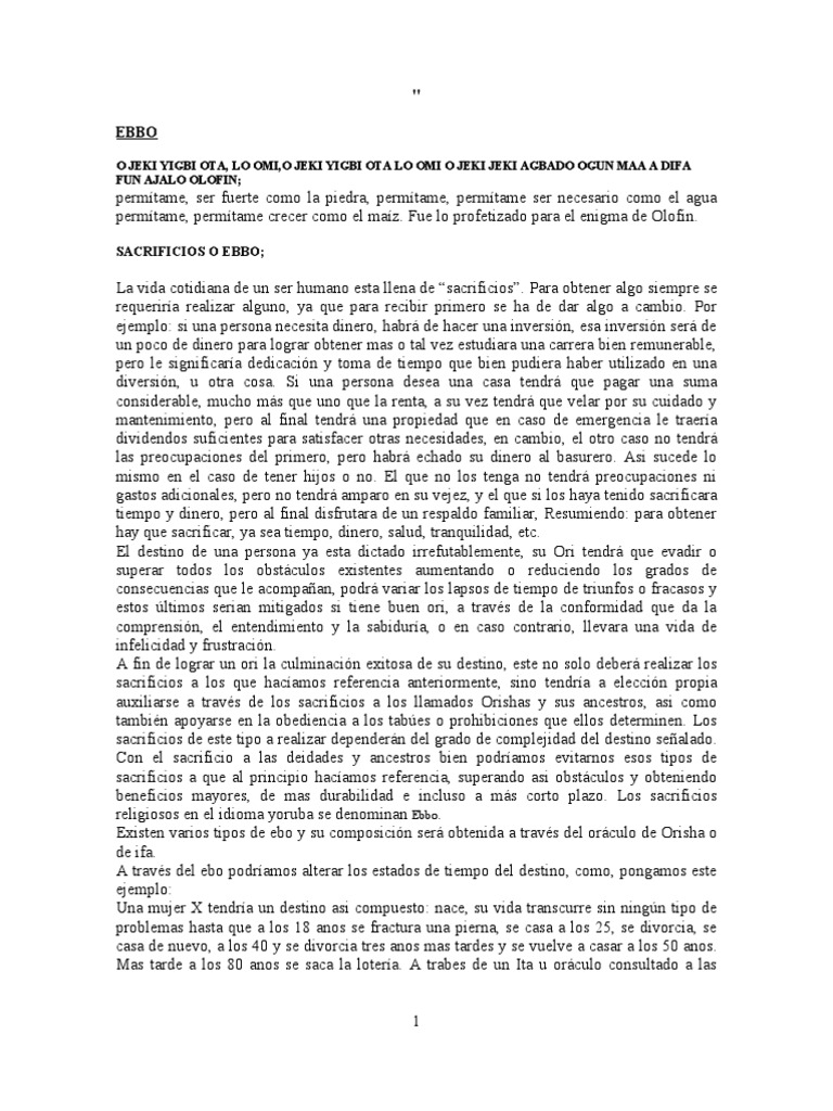Tipos y Significado del Ebbo en Santería | PDF | Estudios de idiomas ...