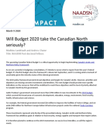 Will Budget 2020 Take The Canadian North Seriously?: March 9 2020