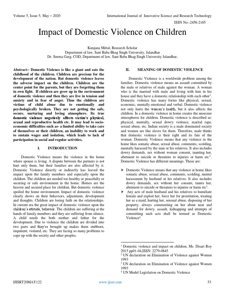 Impact of Domestic Violence On Children | PDF | Domestic Violence ...