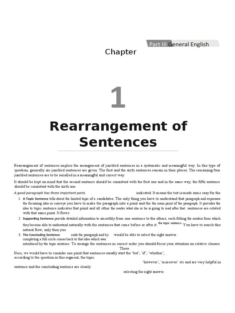 Rearranging Jumbled Sentences Guide | PDF | Sentence (Linguistics ...