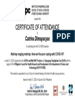 Certificate For Catrina Dimayacyac For "Evaluation For KKK-COVID19 Mahirap Maging Mahirap - How Are The Poor Coping With COVID-19?"