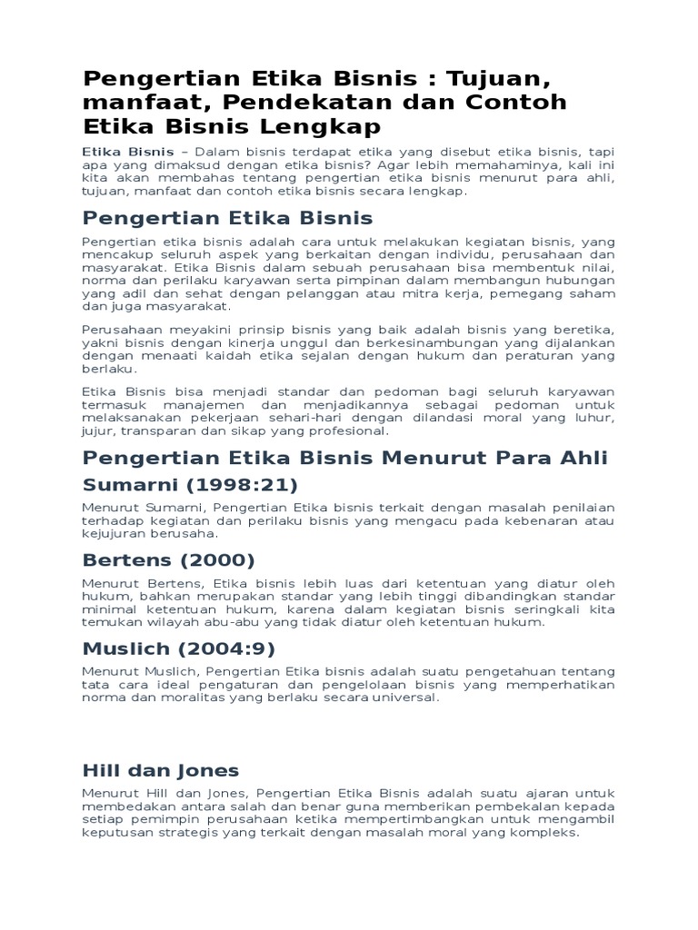 Etika Bisnis