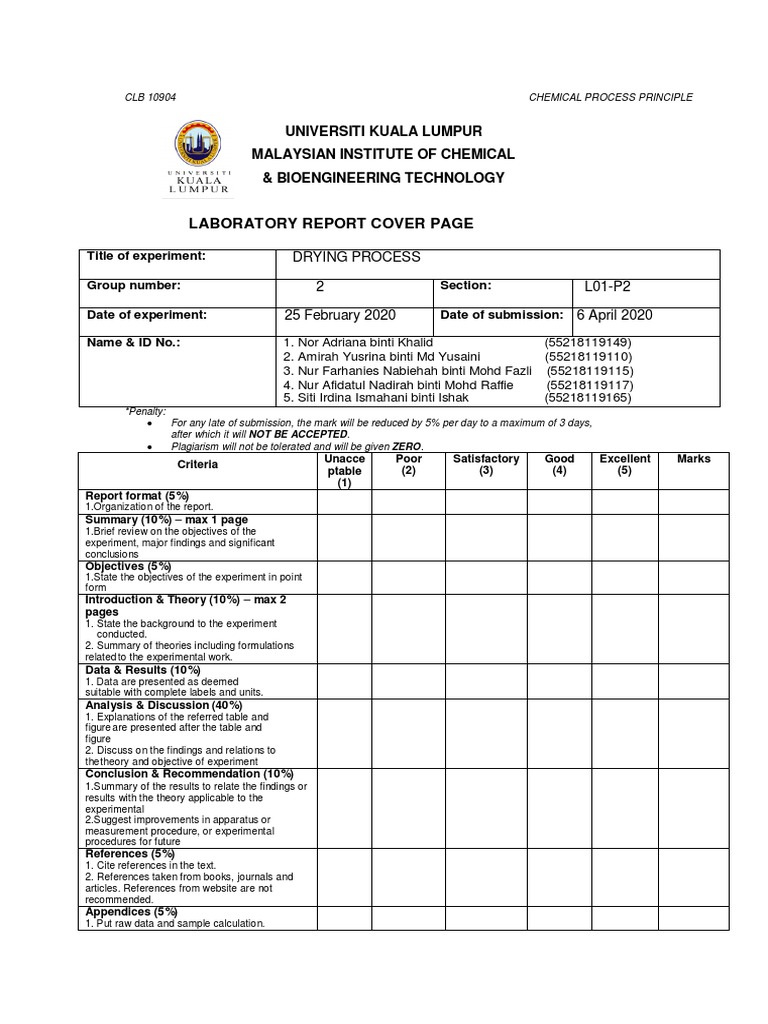 Drying Process Experiment Report | PDF | Humidity | Clothes Dryer