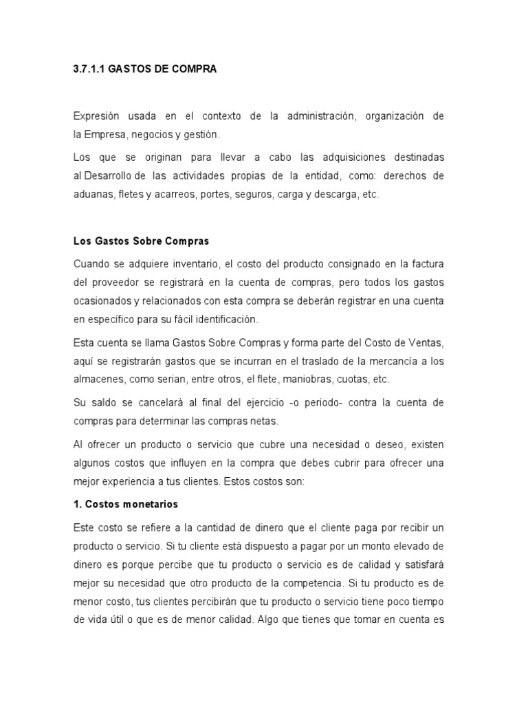 Gastos de Compra y Almacenamiento Empresarial | PDF | Logística ...