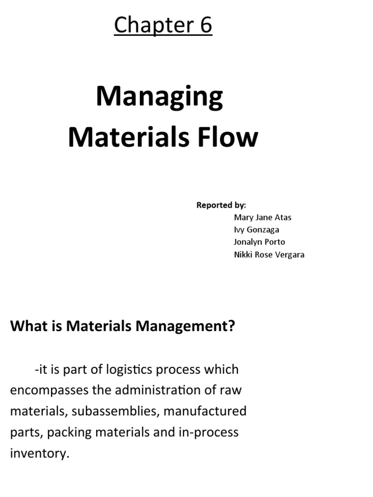 Managing Materials Flow in Logistics | PDF | Logistics | Forecasting