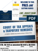 RA 1125 as amended: Jurisdiction and Procedures of the Court of Tax Appeals