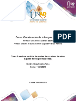 Tarea 3 Lengua Escrita - Realizar Análisis de Niveles de Escritura de Niños A Partir de Sus Producciones