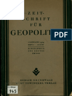 Zeitschrift Für Geopolitik, 1 Jahrgang. Heft 8, 1924