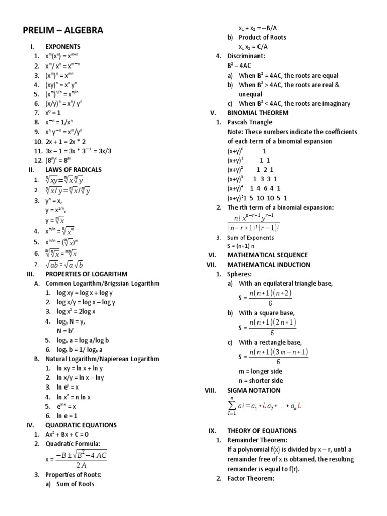 Review Prelim Docx Determinant Matrix Mathematics