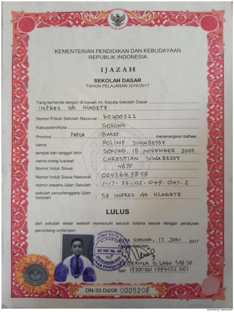 Rolin Ijazah SD  PDF