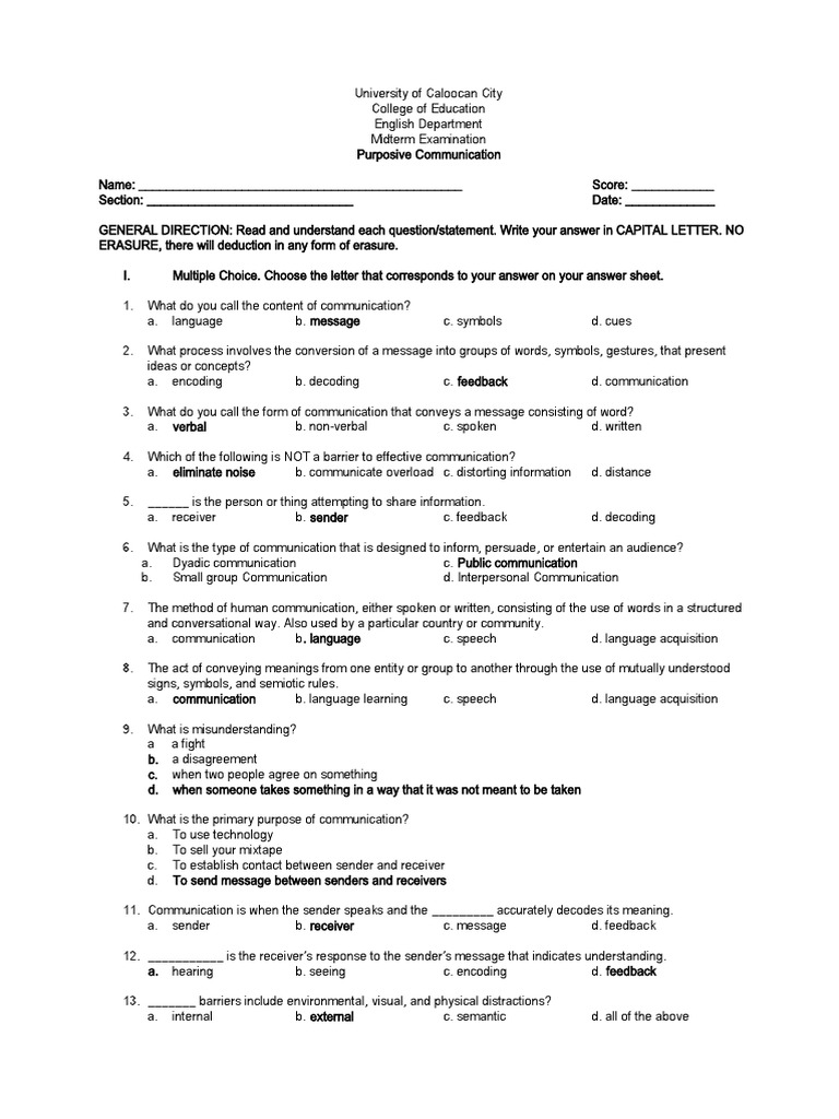 Purposive Communication Midterm Exam | PDF | Cybernetics | Action ...