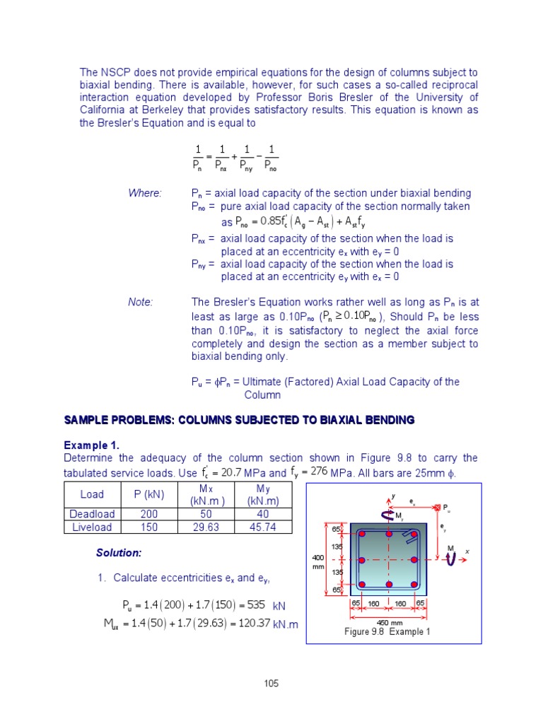 Design of Columns Subject To Biaxial Bending With Example PDF