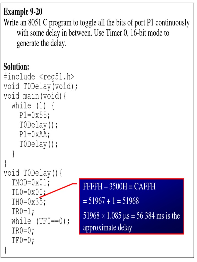 Programming Timers in C Accessing Timer Registers Example 920 PDF