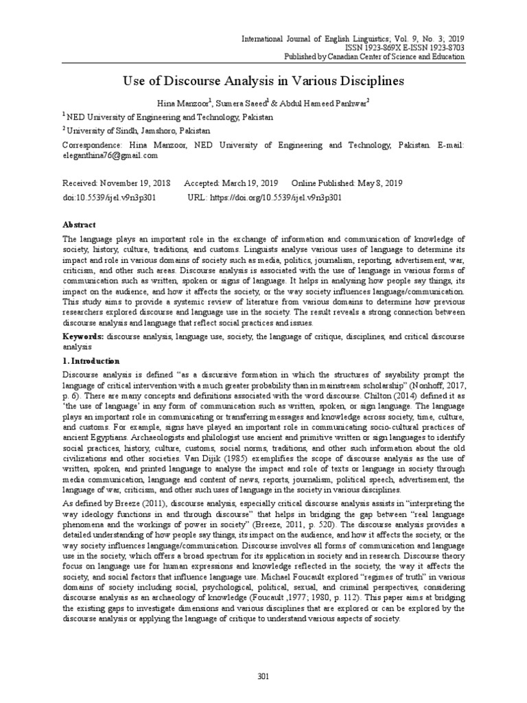 Use of Discourse Analysis in Various Disciplines | PDF | Linguistics ...