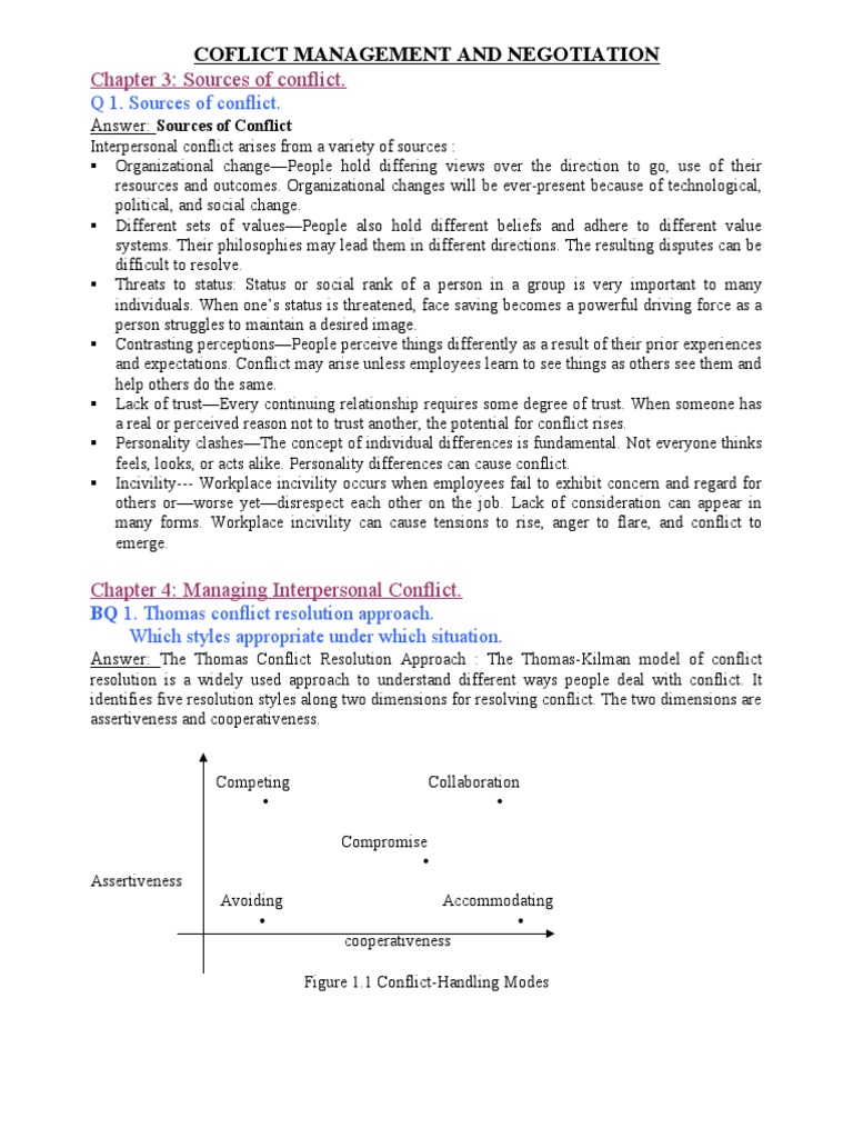 Sources and Styles of Conflict Management | PDF | Negotiation ...
