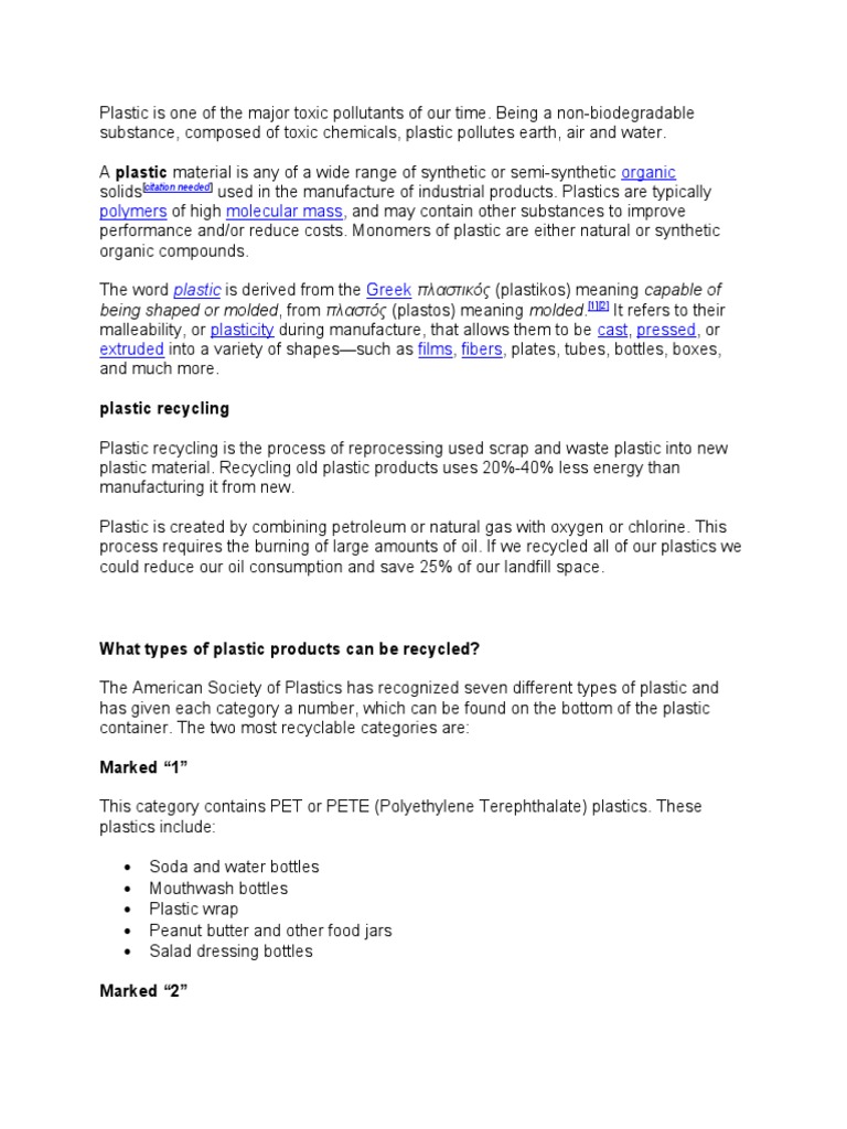 Understanding Plastic Pollution and Recycling | PDF | Plastic | Recycling