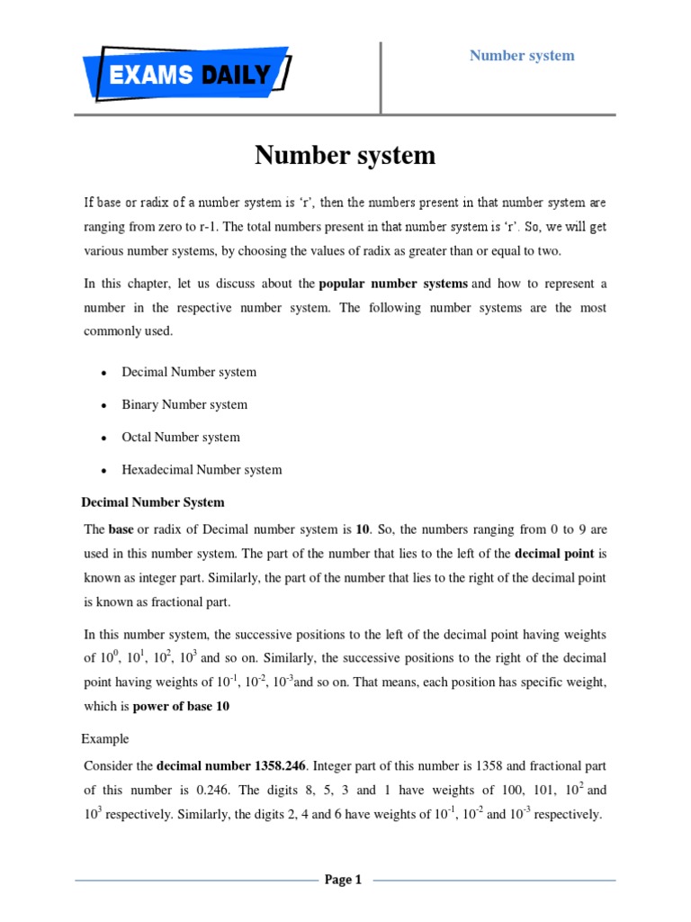 Number System | PDF | Numbers | Arithmetic