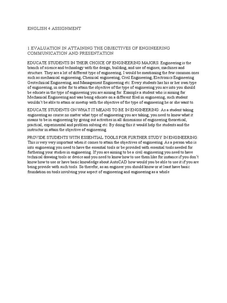 English 4 Assignment Engineering Health Care