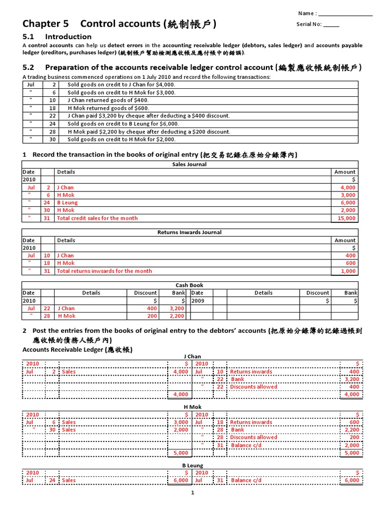 Accounts Receivable Control Account Guide | PDF | Debits And Credits ...