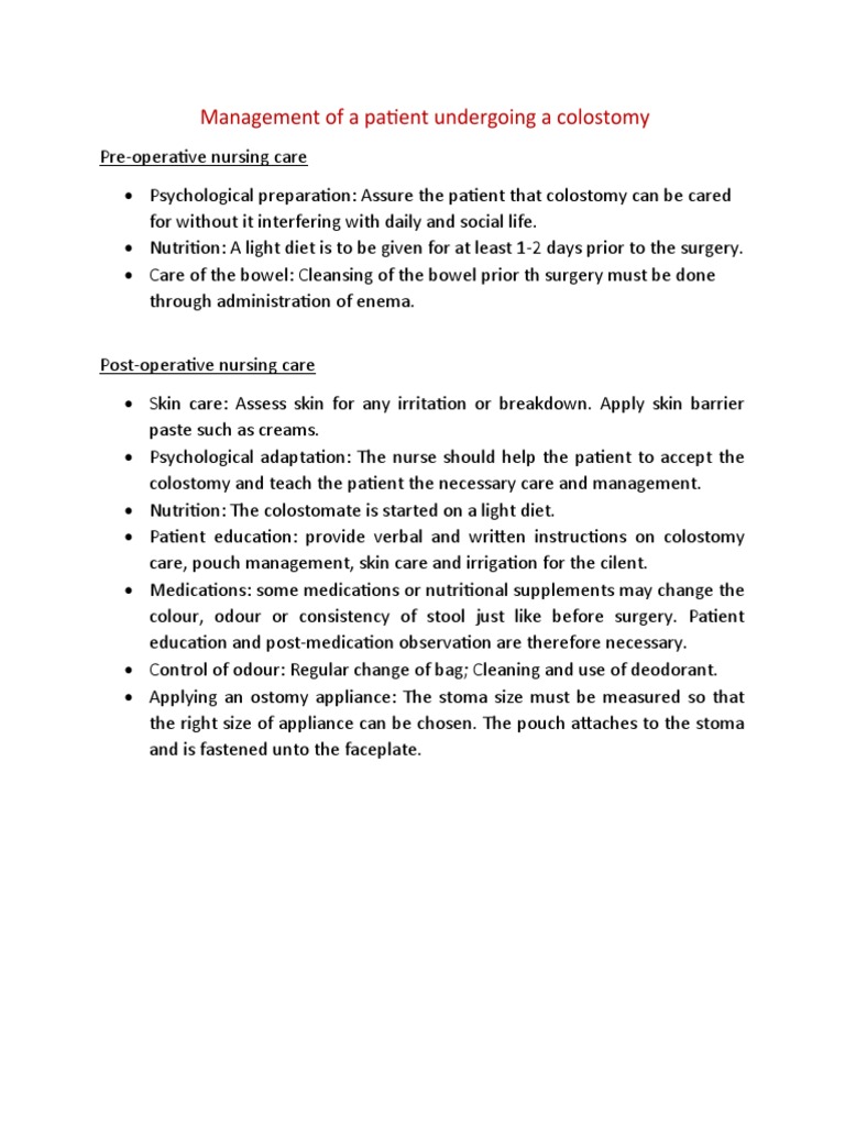 Management of A Patient Undergoing A Colostomy | PDF