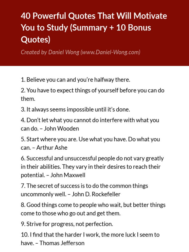 40 Motivational Quotes for Students | PDF | Career & Growth | Self ...