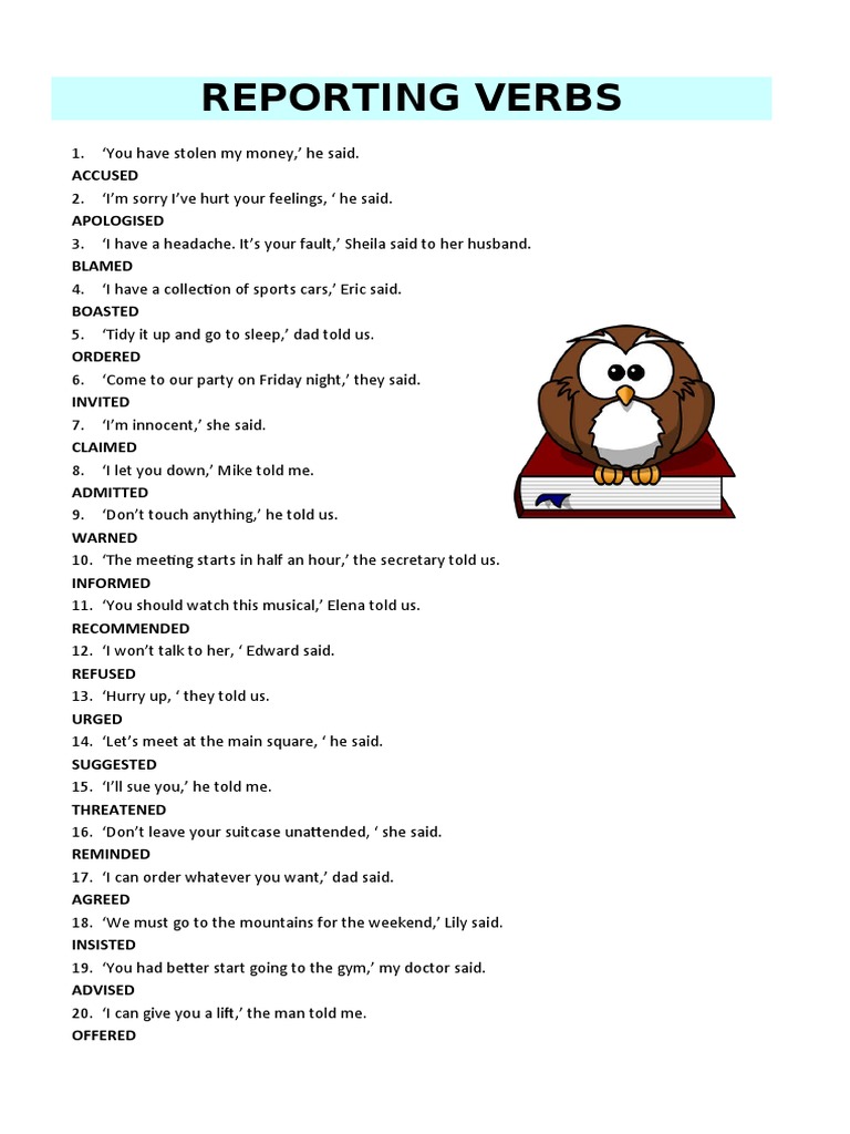 Reporting Verbs and Their Usage | PDF | Violence