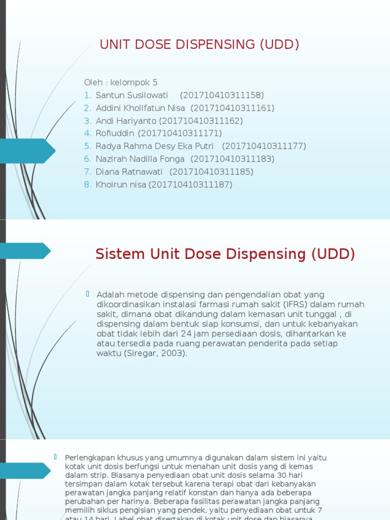 Sistem Unit Dose Dispensing (UDD) | PDF | Kesehatan Holistik