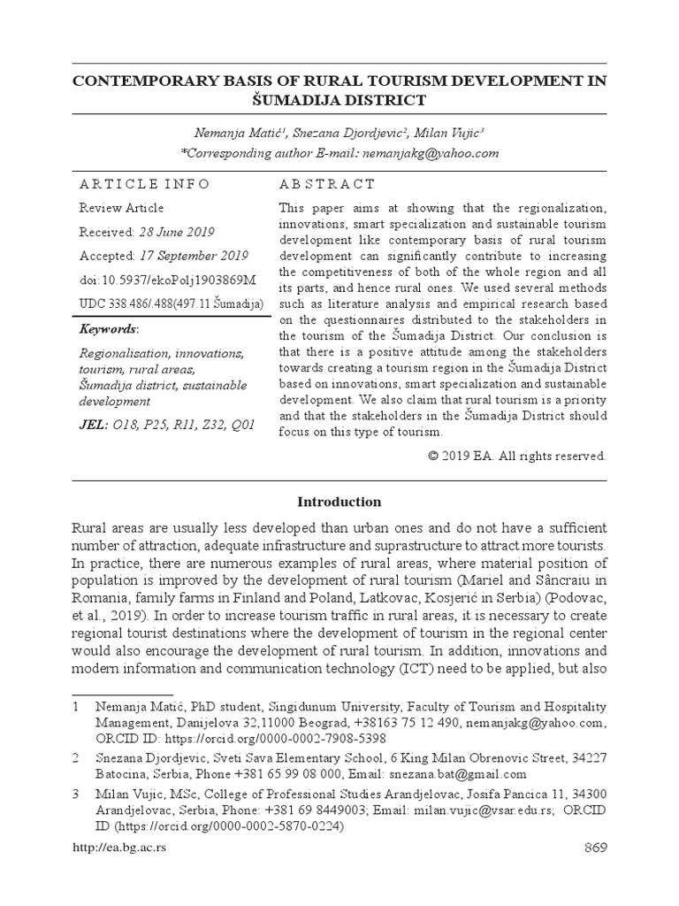 Contemporary Basis of Rural Tourism Deve | PDF | Tourism | Survey ...