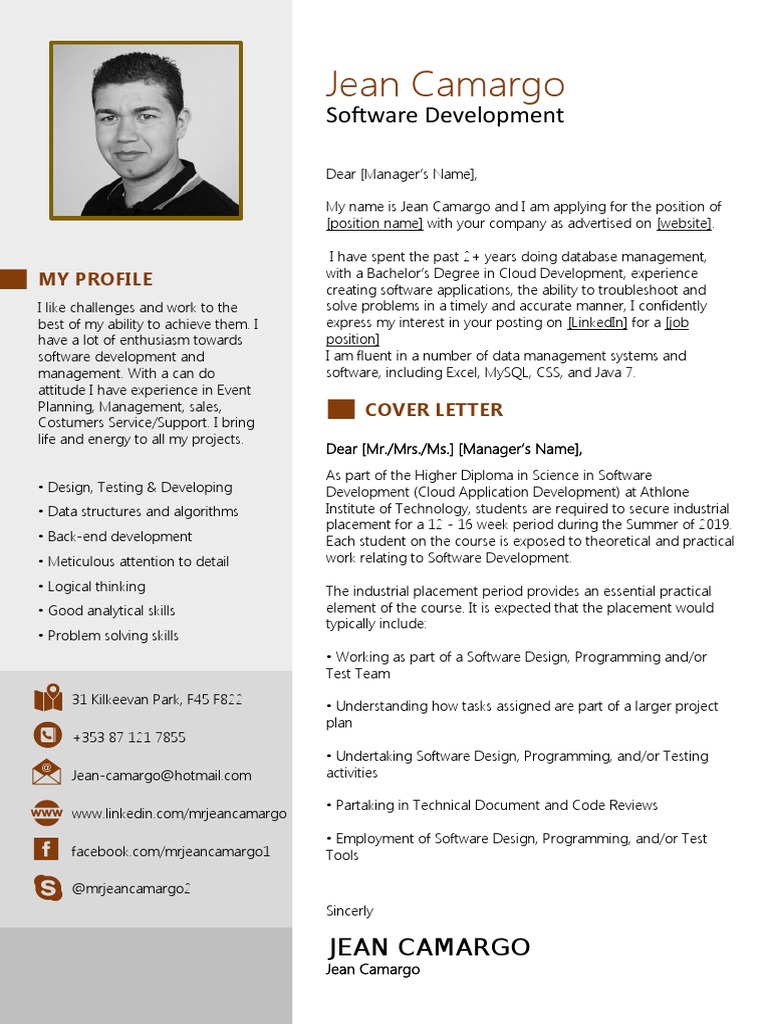 Jean Camargo's Software Development Resume | PDF | Supply Chain | Cloud ...