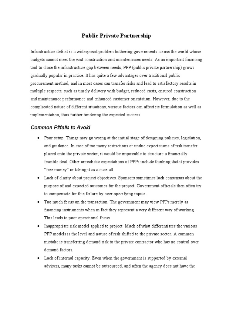 Public Private Partnership | PDF | Public–Private Partnership | Economies