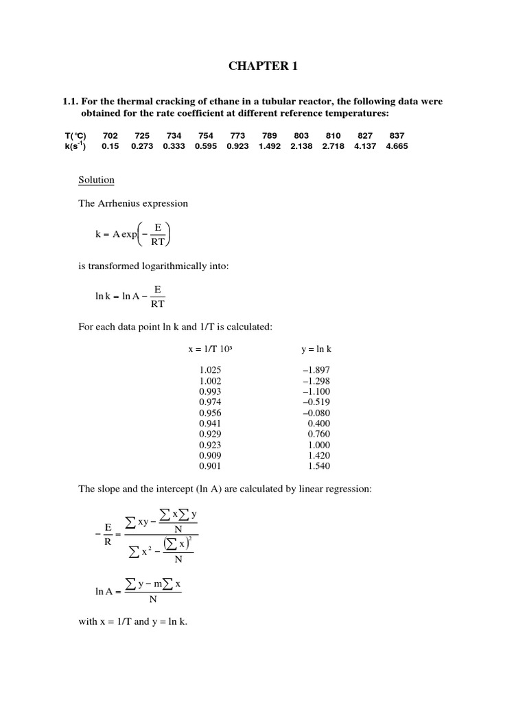 Solution Manual To Chemical Reactor Anal Pdf Reaction Rate Constant Stoichiometry