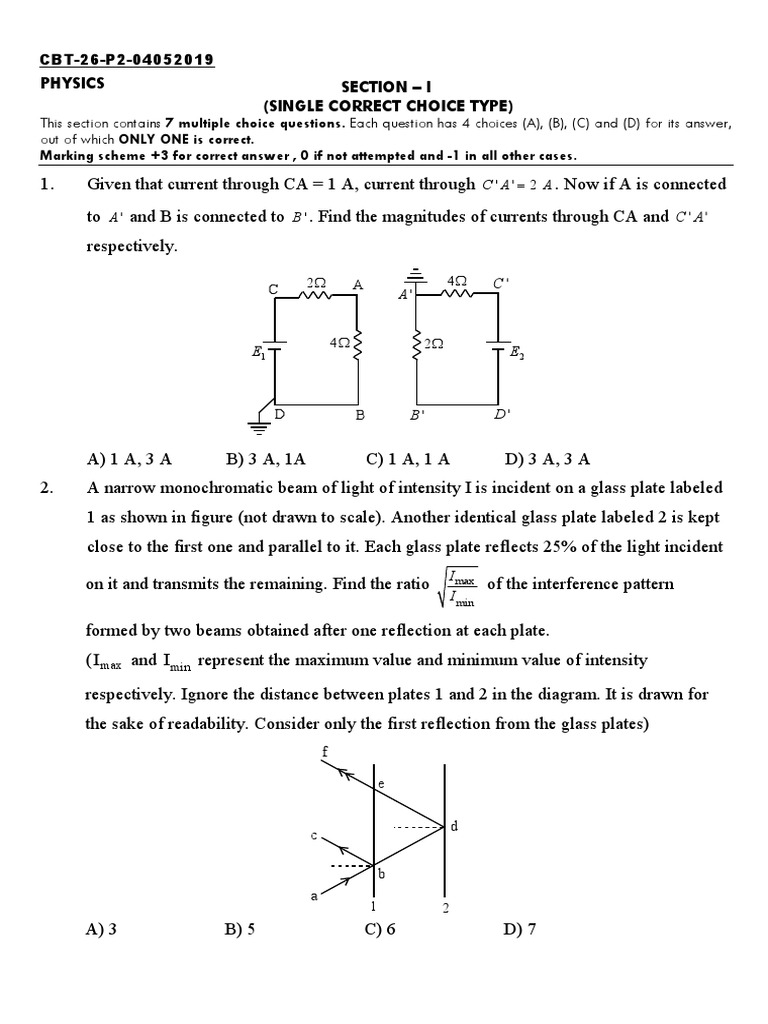 Analysis of Multiple Choice Physics Questions Regarding Currents