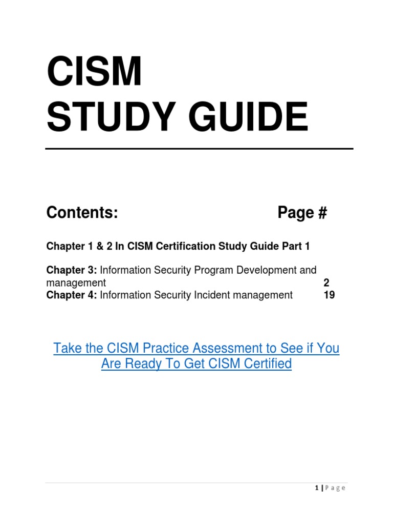 Cism Study Guide Contents Page PDF Incident Management