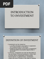 Introduction To Investment