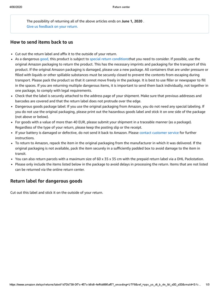 How To Send Items Back To Us Give Us Feedback On Your Return PDF