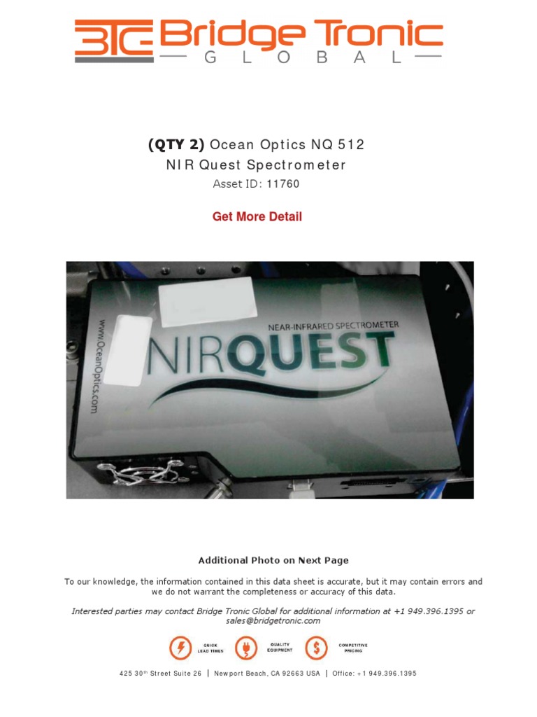 Ocean Optics NIR Quest Spectrometer | PDF | Home & Garden | Technology ...